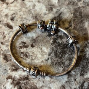 Pandora Silver Bracelet with Owl and Accent Charms